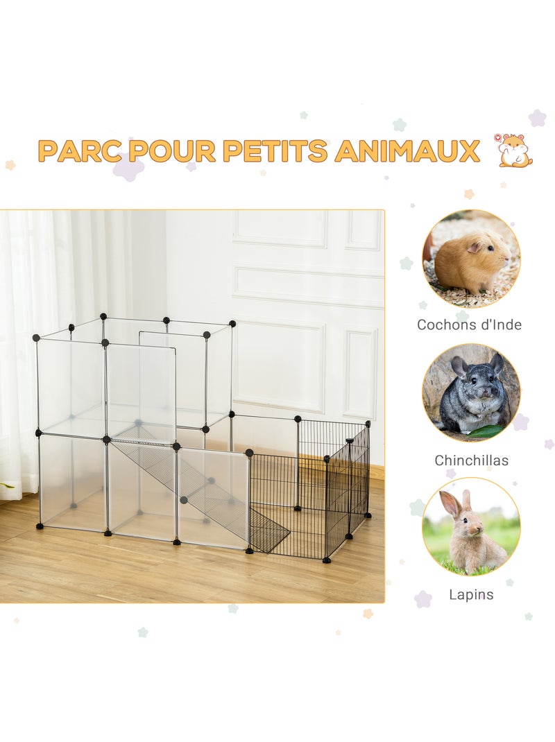 Cage parc enclos modulable rongeurs 2 niveaux métal noir pp transparent Noir - Kiabi