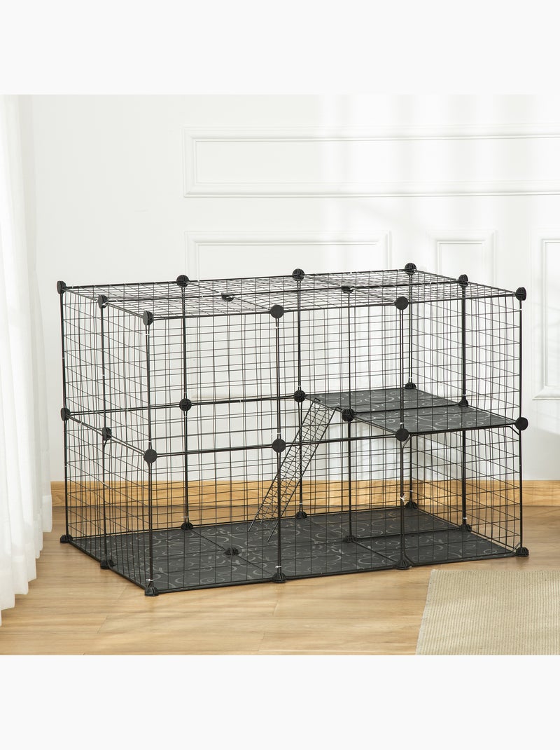 Cage parc enclos modulable rongeurs 3 niveaux métal pp noir Noir - Kiabi