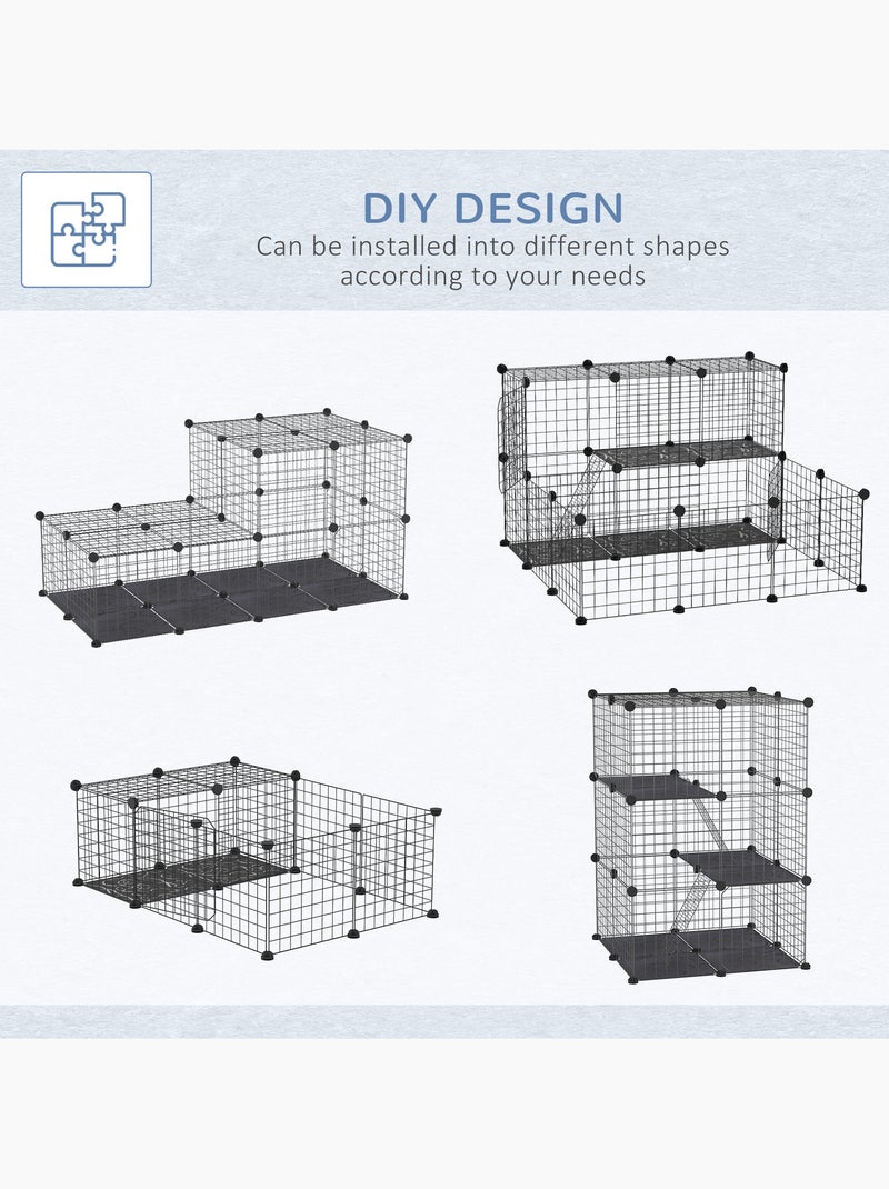 Cage parc enclos modulable rongeurs 3 niveaux métal pp noir Noir - Kiabi