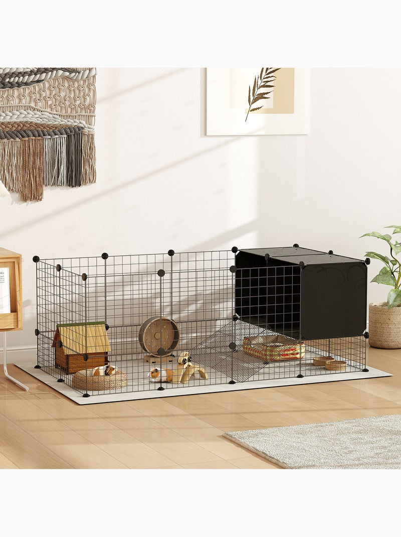 Cage parc enclos modulable rongeurs 31 panneaux acier pp noir Noir - Kiabi