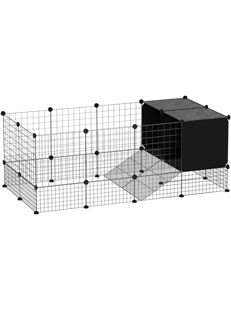 Cage parc enclos modulable rongeurs 31 panneaux acier pp noir Noir - Kiabi