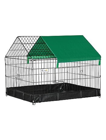 Cage parc enclos rongeurs - bâche sol/toit, porte, trappe - noir vert