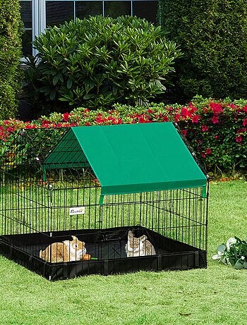 Cage parc enclos rongeurs - bâche sol/toit, porte, trappe - noir vert