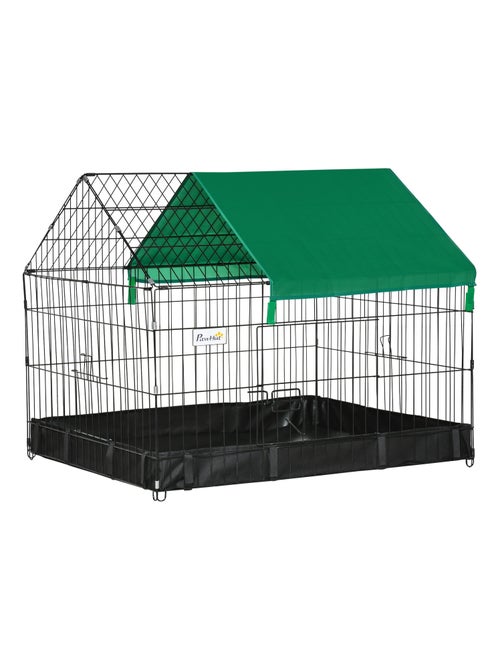 Cage parc enclos rongeurs - bâche sol/toit, porte, trappe - noir vert - Kiabi