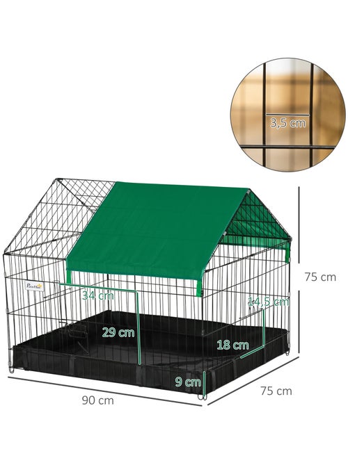 Cage parc enclos rongeurs - bâche sol/toit, porte, trappe - noir vert - Kiabi