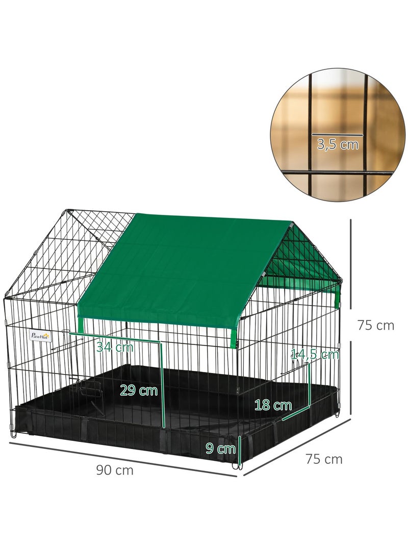 Cage parc enclos rongeurs - bâche sol/toit, porte, trappe - noir vert Noir - Kiabi
