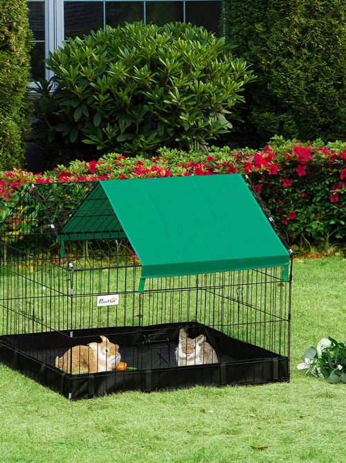 Cage parc enclos rongeurs - bâche sol/toit, porte, trappe - noir vert - Kiabi