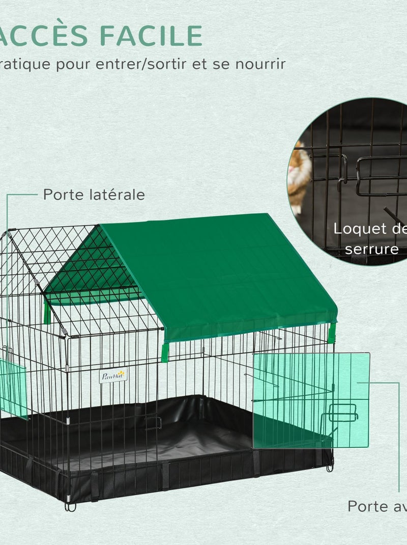 Cage parc enclos rongeurs - bâche sol/toit, porte, trappe - noir vert Noir - Kiabi