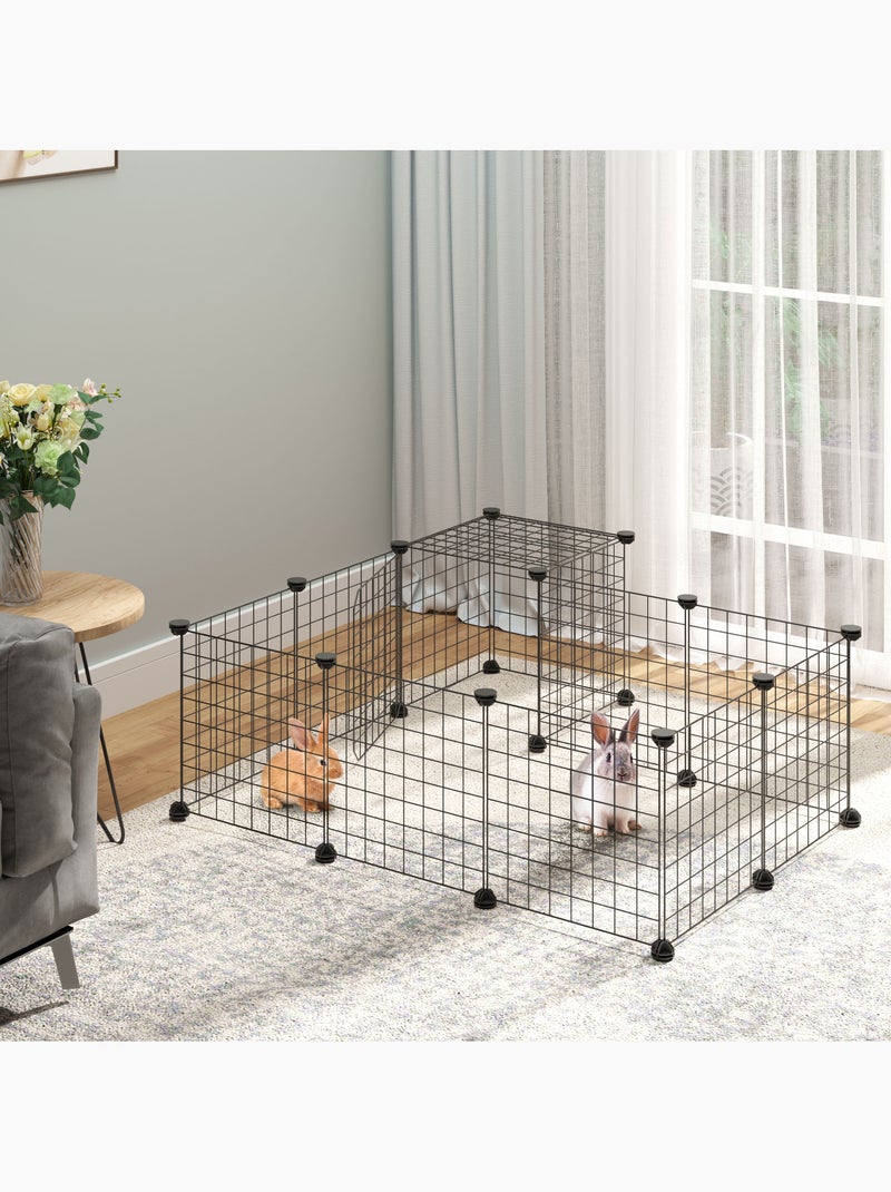 Cage parc enclos rongeurs modulable 2 niv 2 portes fil métallique noir Noir - Kiabi