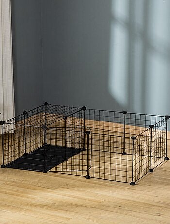 Cage parc enclos rongeurs modulable PP fil métallique noir