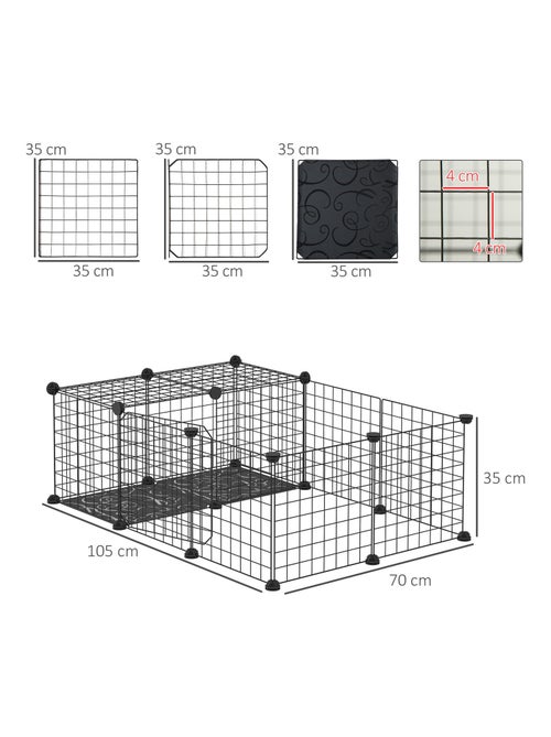 Cage parc enclos rongeurs modulable PP fil métallique noir - Kiabi