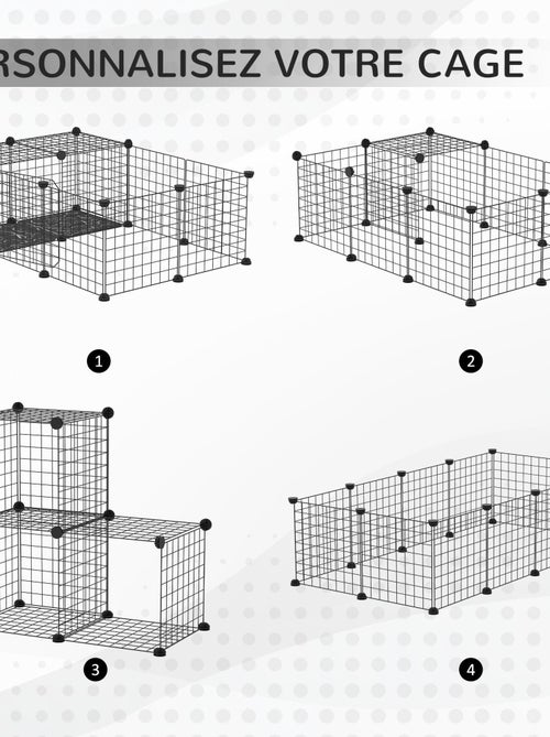 Cage parc enclos rongeurs modulable PP fil métallique noir - Kiabi