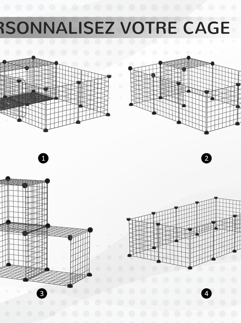 Cage parc enclos rongeurs modulable PP fil métallique noir Noir - Kiabi