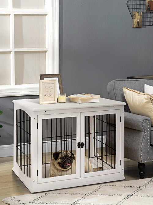 Cage pour chien animaux cage en bois MDF classe E1 3 portes verrouillables - Kiabi