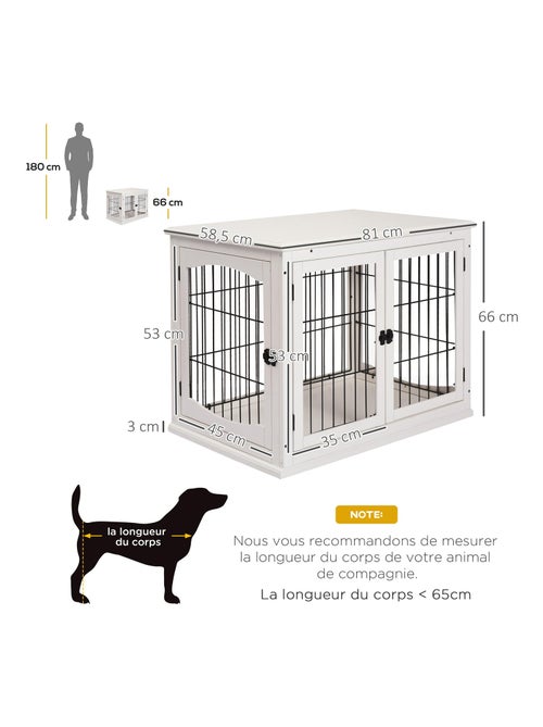 Cage pour chien animaux cage en bois MDF classe E1 3 portes verrouillables - Kiabi