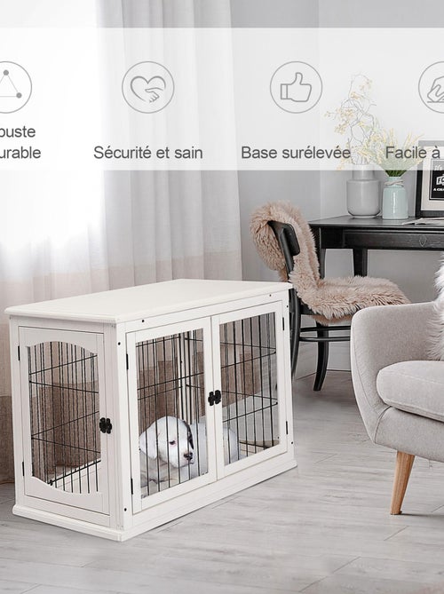 Cage pour chien animaux cage en bois MDF classe E1 3 portes verrouillables - Kiabi