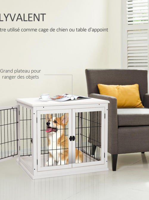 Cage pour chien animaux cage en bois MDF classe E1 3 portes verrouillables - Kiabi