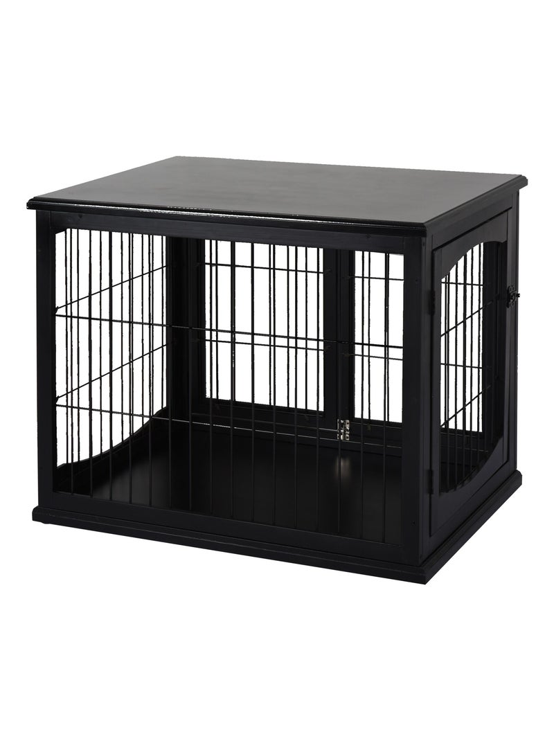 Cage pour chien animaux cage en bois MDF classe E1 3 portes verrouillables Noir - Kiabi