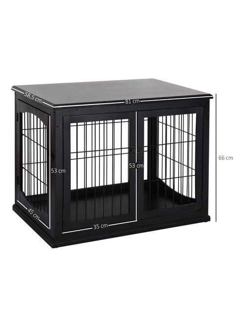Cage pour chien animaux cage en bois MDF classe E1 3 portes verrouillables - Kiabi