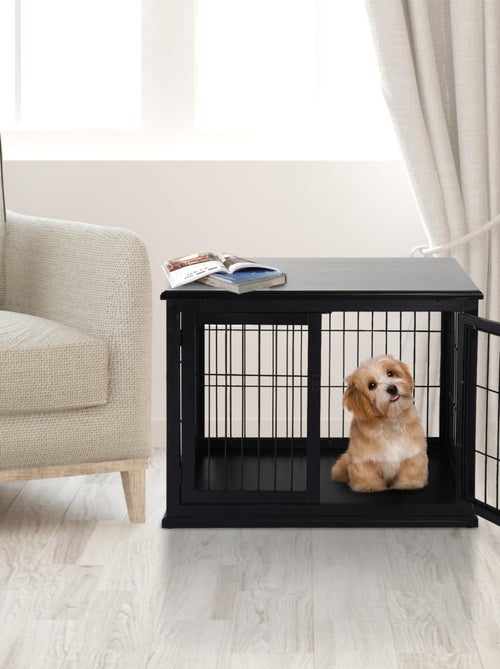 Cage pour chien animaux cage en bois MDF classe E1 3 portes verrouillables - Kiabi