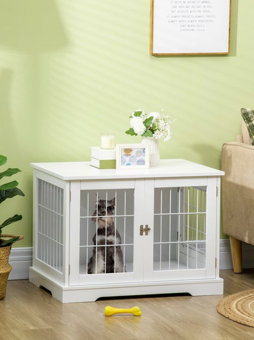 Cage pour chien animaux table d'appoint 2 en 1 blanc - Kiabi