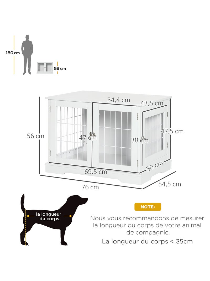 Cage pour chien animaux table d'appoint 2 en 1 blanc Blanc Blanc - Kiabi
