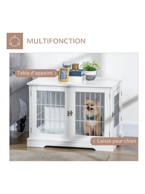 Cage pour chien animaux table d'appoint 2 en 1 blanc - Kiabi