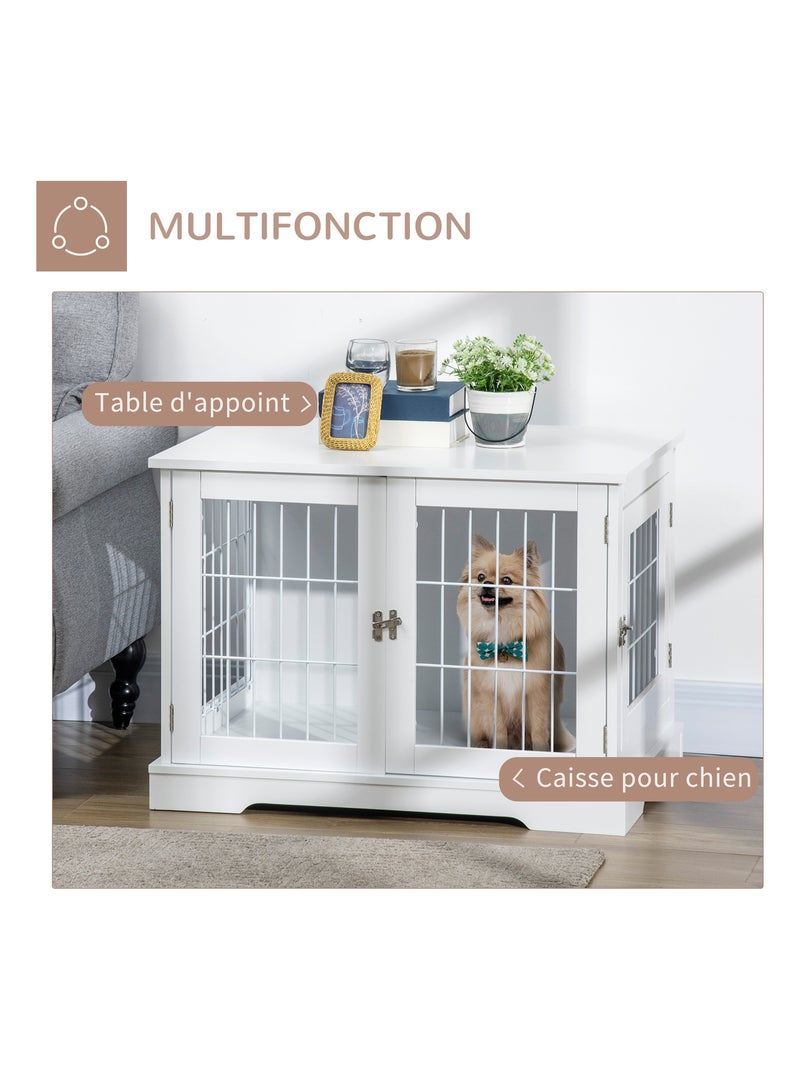Cage pour chien animaux table d'appoint 2 en 1 blanc Blanc Blanc - Kiabi