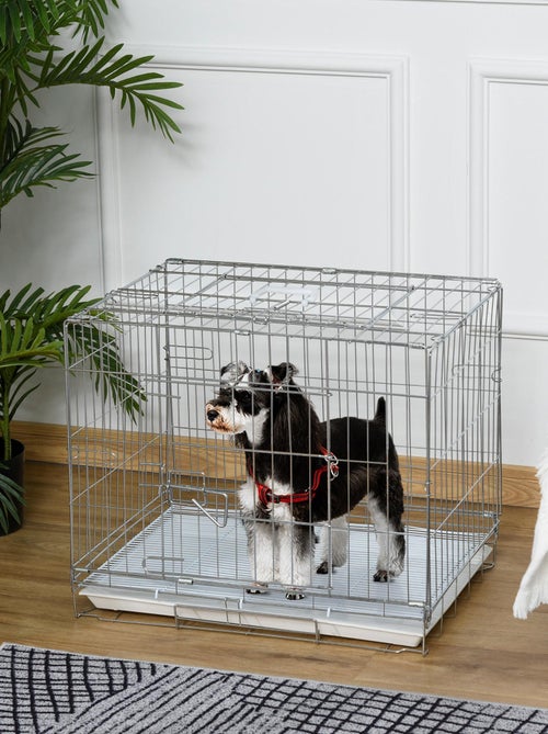 Cage pour chien pliable plateau amovible 2 portes verrouillables - Kiabi