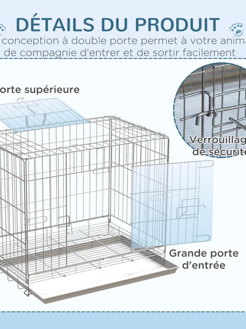 Cage pour chien pliable plateau amovible 2 portes verrouillables - Kiabi
