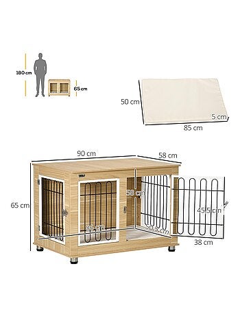 Cage pour chien sur pied style contemporain avec coussin