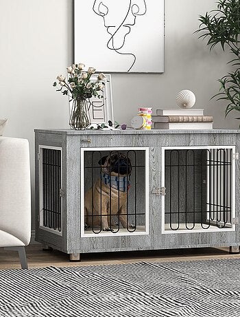 Cage pour chien sur pied style contemporain avec coussin