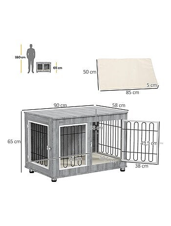 Cage pour chien sur pied style contemporain avec coussin