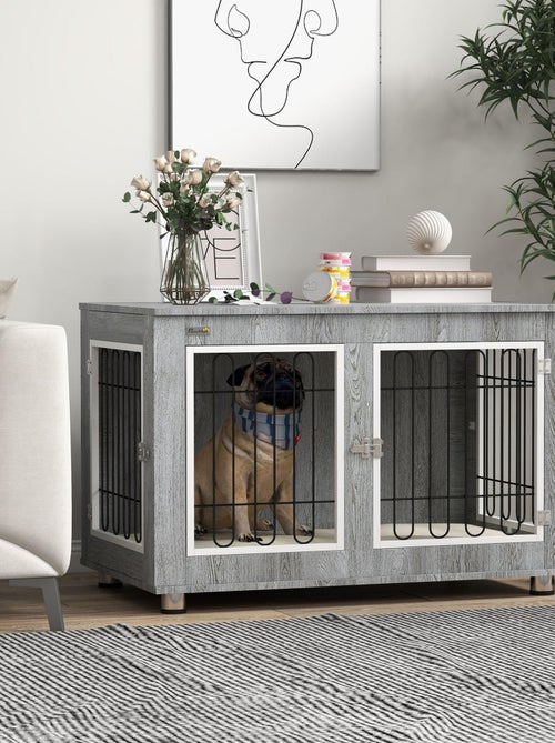 Cage pour chien sur pied style contemporain avec coussin - Kiabi