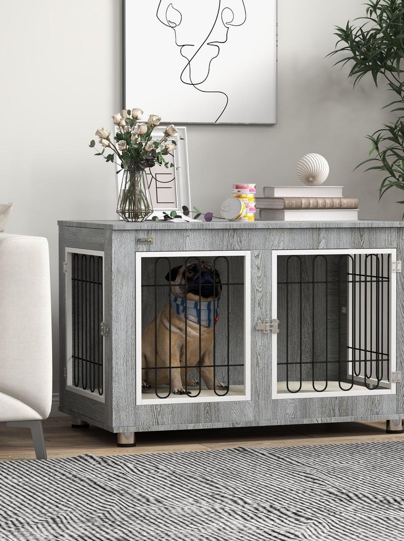 Cage pour chien sur pied style contemporain avec coussin Gris - Kiabi
