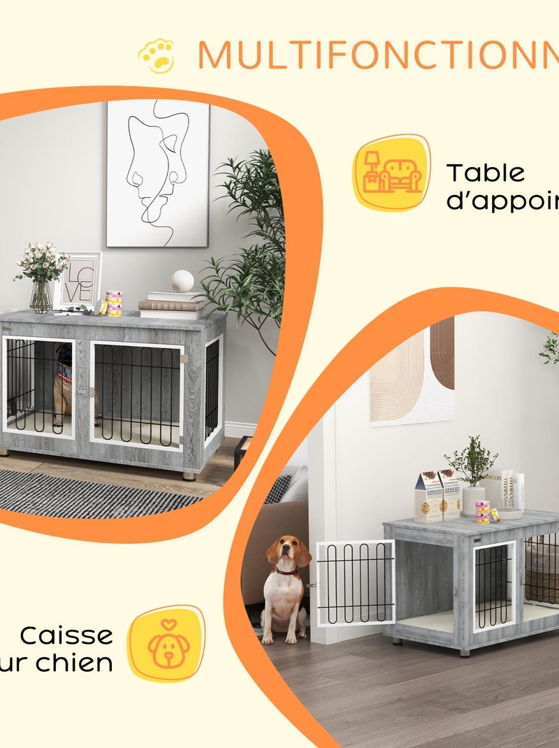 Cage pour chien sur pied style contemporain avec coussin Gris - Kiabi