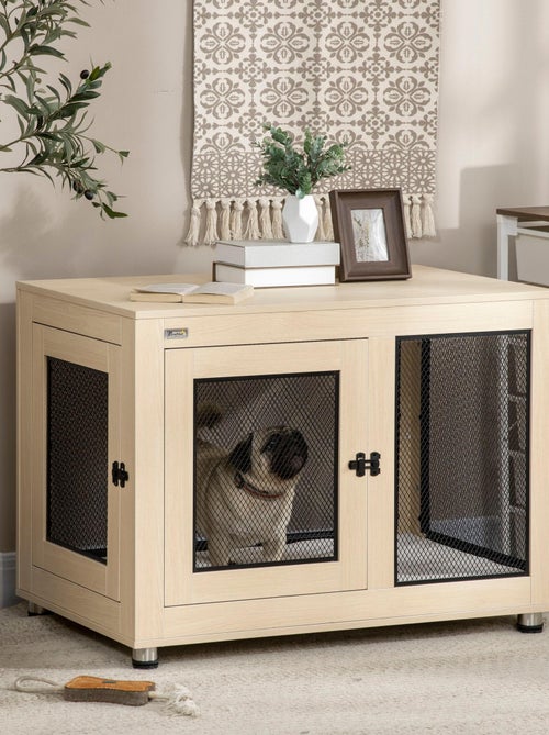 Cage pour chien sur pied style industriel avec coussin - Kiabi