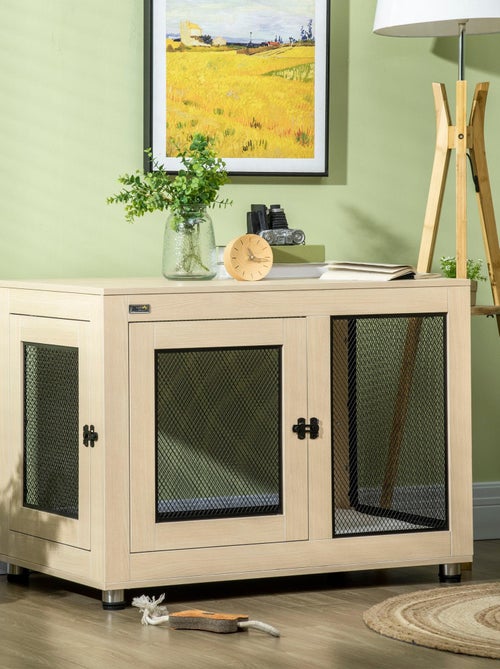 Cage pour chien sur pied style industriel avec coussin - Kiabi