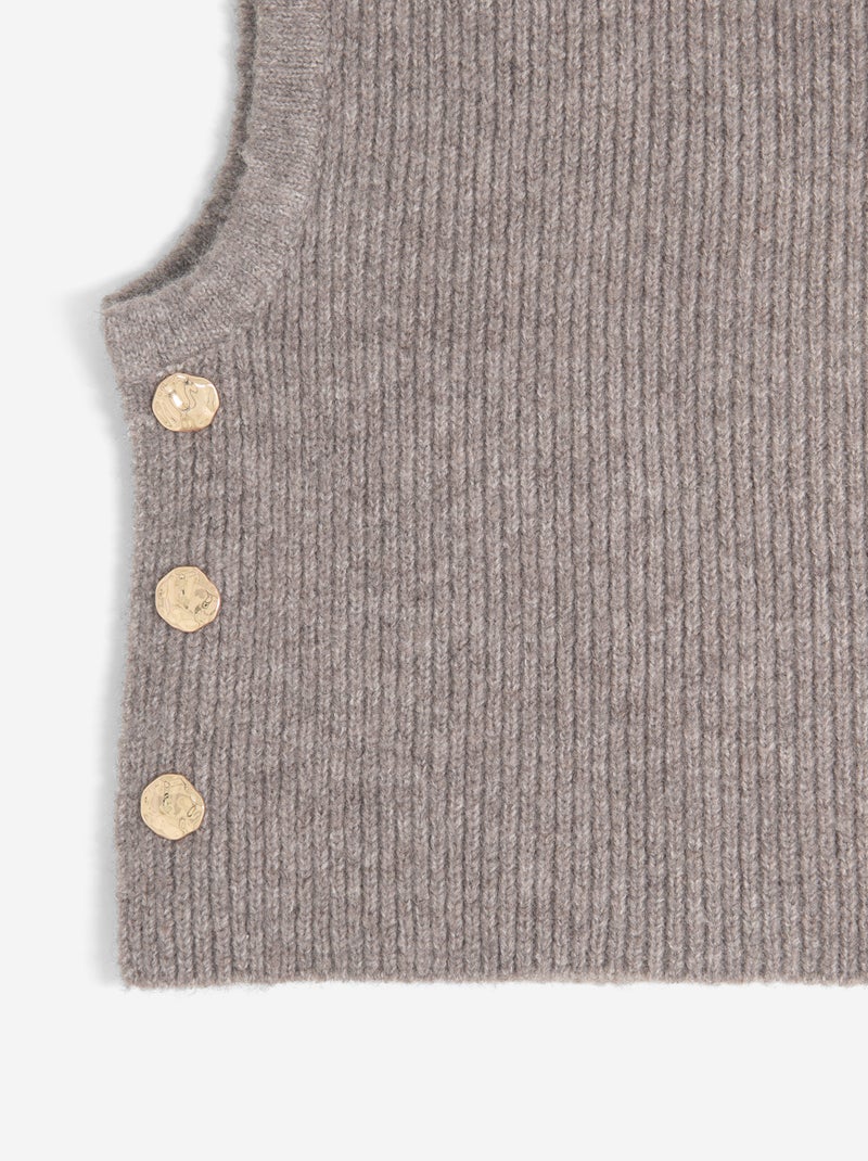 Cagoule en maille avec boutons dorés Beige - Kiabi