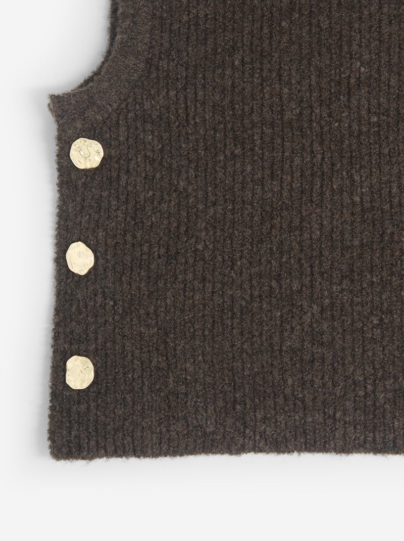 Cagoule en maille avec boutons dorés Marron - Kiabi
