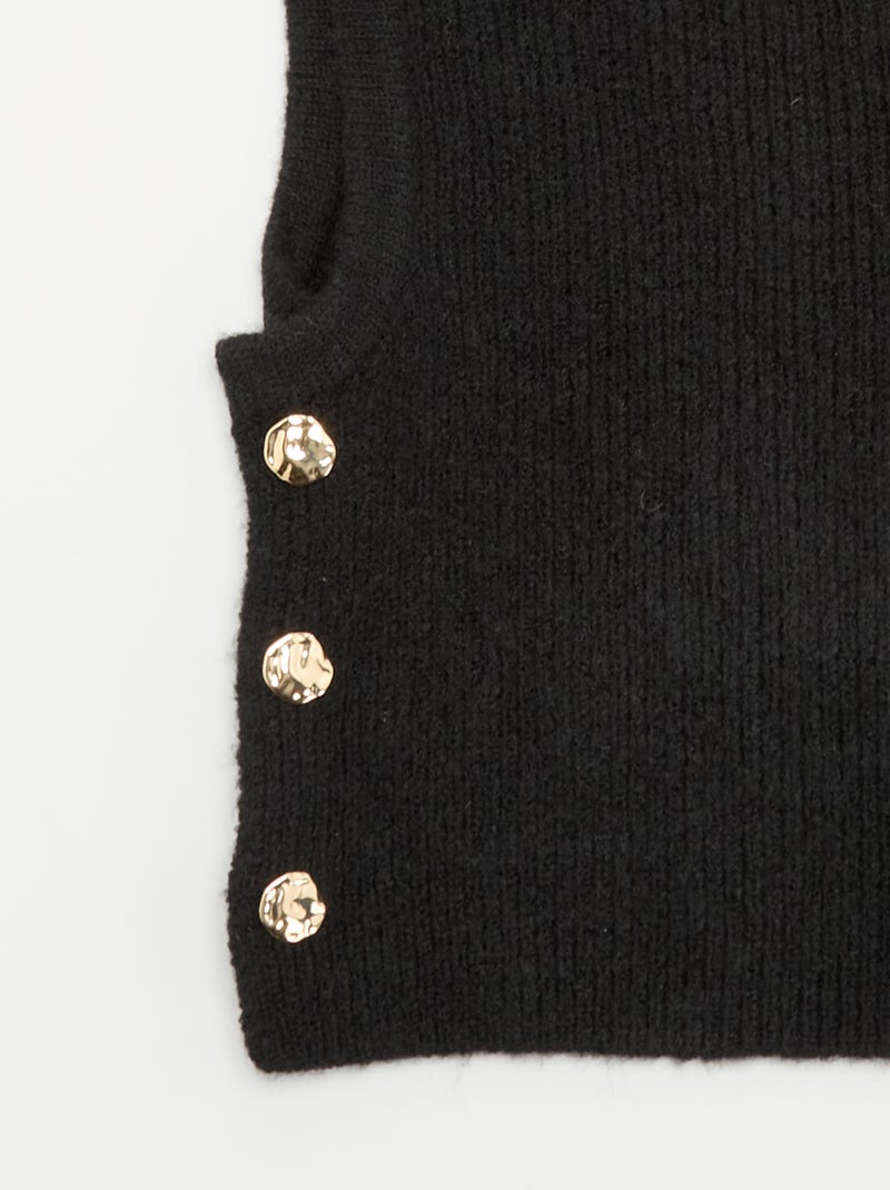 Cagoule en maille avec boutons dorés Noir - Kiabi