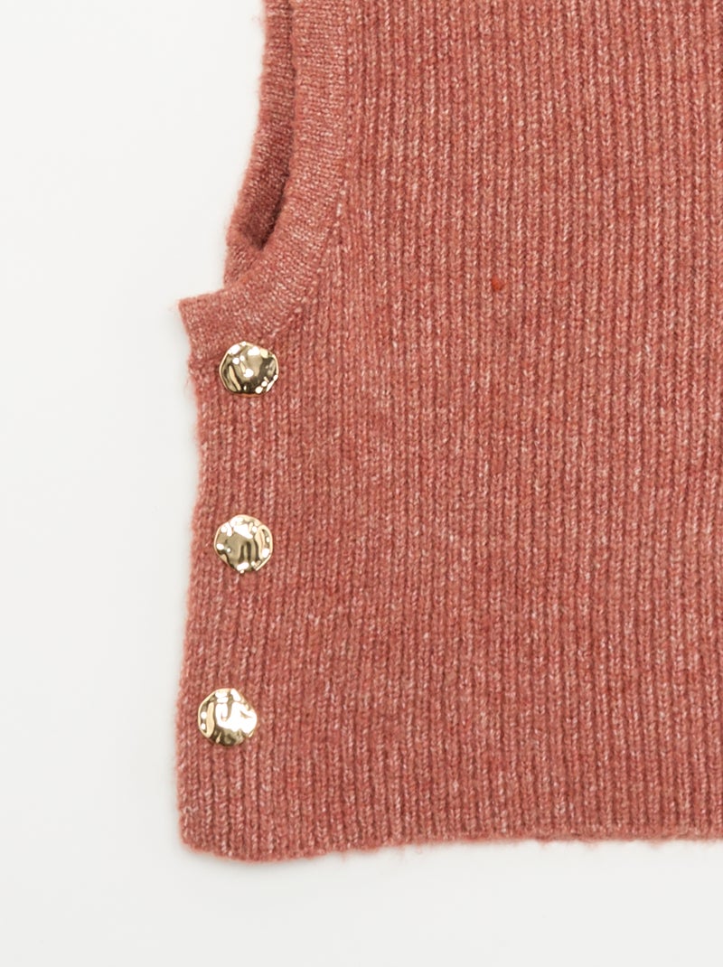 Cagoule en maille avec boutons dorés Rouge - Kiabi