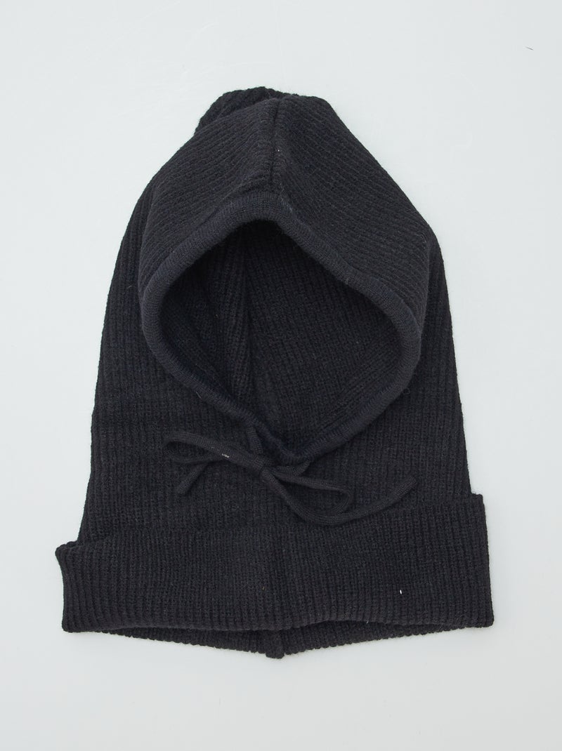 Cagoule en maille rib Noir - Kiabi