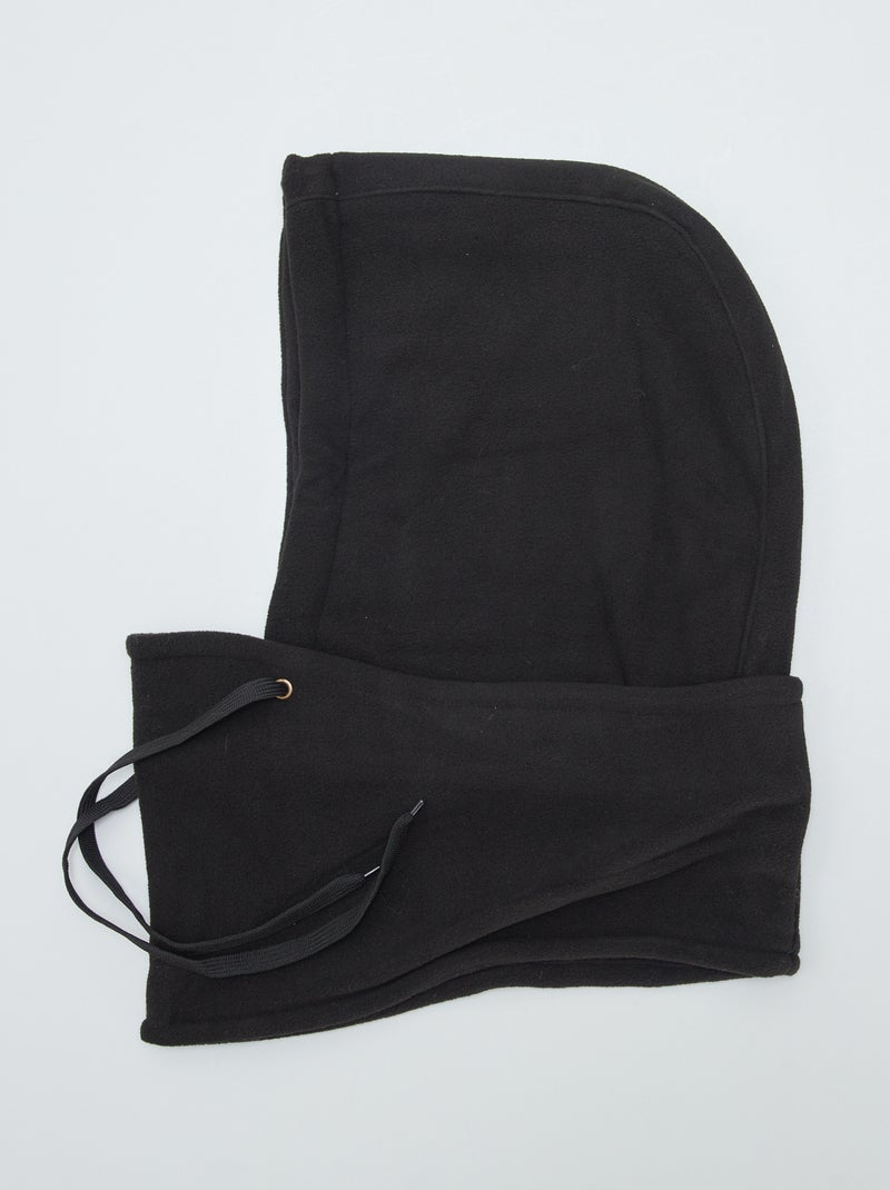 Cagoule en polaire avec lien de serrage Noir - Kiabi