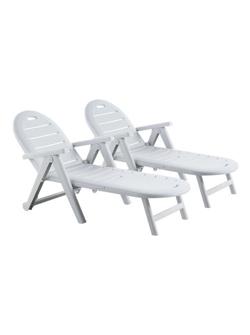 Caiman - Lot de 2 bains de soleil blanc - Kiabi