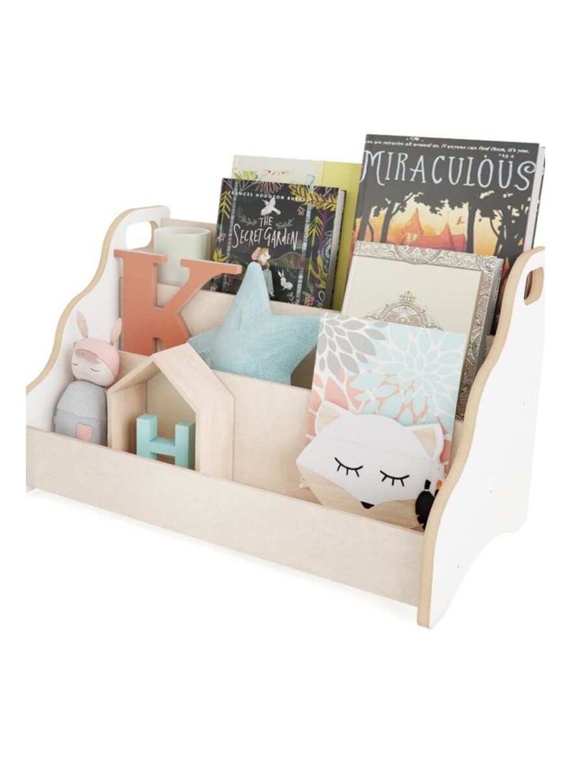 Caisse à livre Montessori 52×25×64 cm bois Blanc/Bois - Kiabi