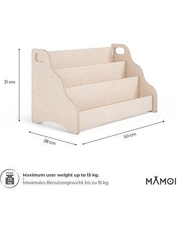 Caisse à livre montessori 52×25×64 cm bois naturel