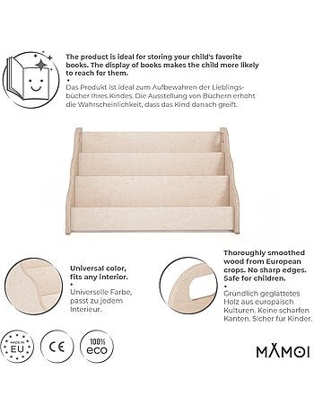 Caisse à livre montessori 52×25×64 cm bois naturel