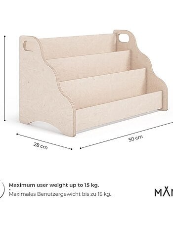 Caisse à livre montessori 52×25×64 cm bois naturel