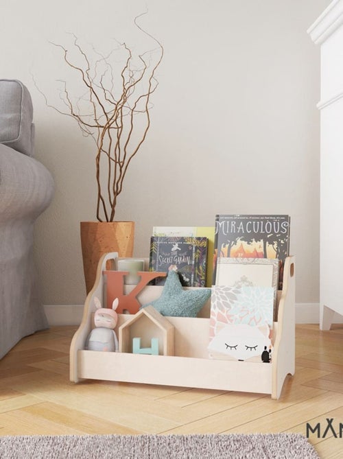 Caisse à livre Montessori 52×25×64 cm bois naturel - Kiabi